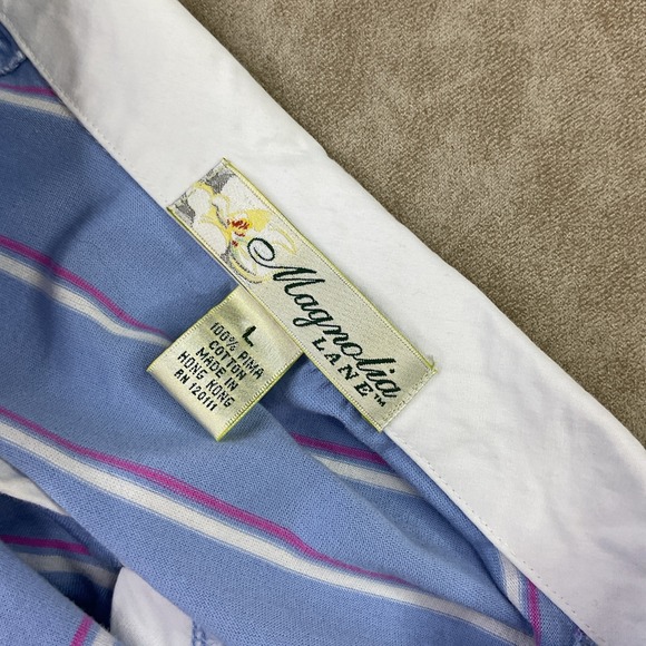 Magnolia Lane Masters Polo Shirt Golf Striped Short Sleeve Pima Cotton Women L - Picture 4 of 9